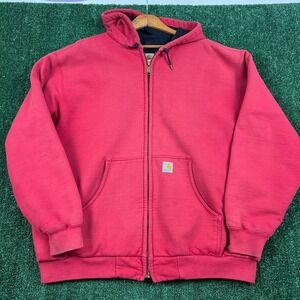 Vintage Carhartt Thermal Zip Up Hoodie Mens XL Red J149 INR Heavy Workwear Y2K